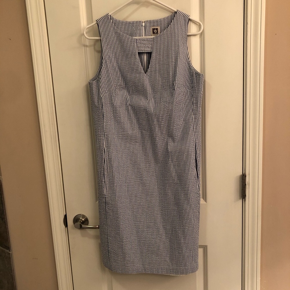 Anne Klein Seersucker Sleeveless Dress